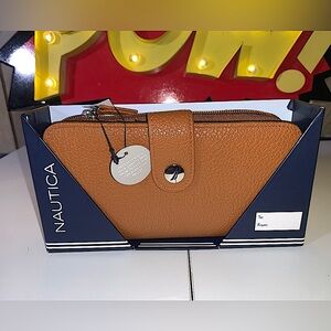 Nautica Be Shore Zip Around Wallet RFID Blocking Vegan Leather Earth Clutch
NWT